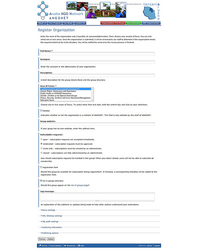 Registering a new organization